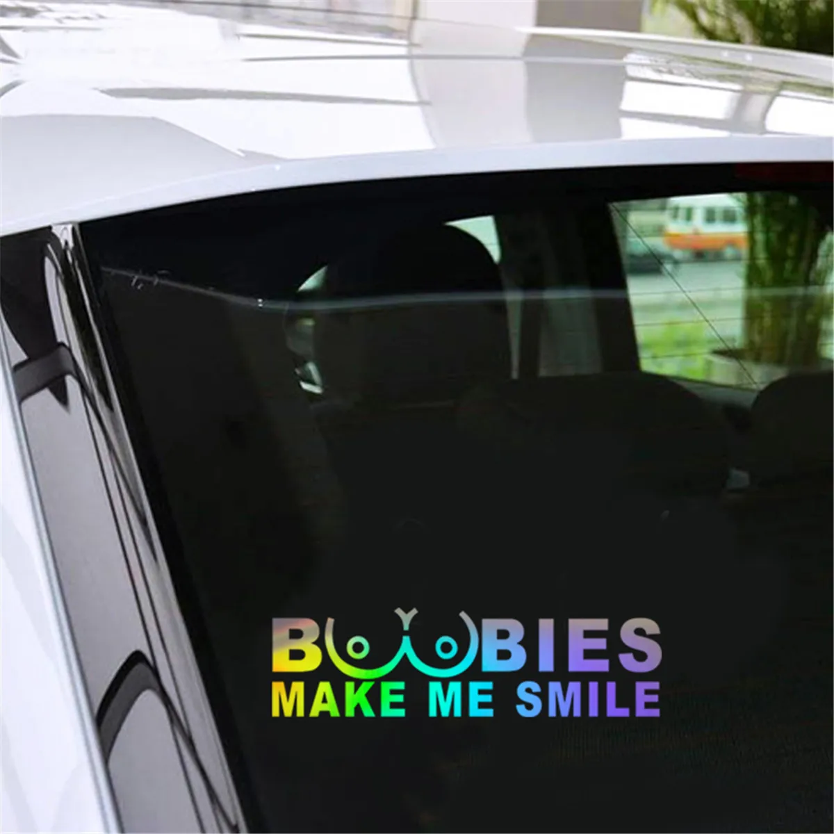 Funny Car Decal Boobies "Boobies Make Me Smile" Funny Car Window Decal Sticker - Vinyl, Multiple Colors Vinyl Car Decals, Stickers & Vinyl Art - Foto 6