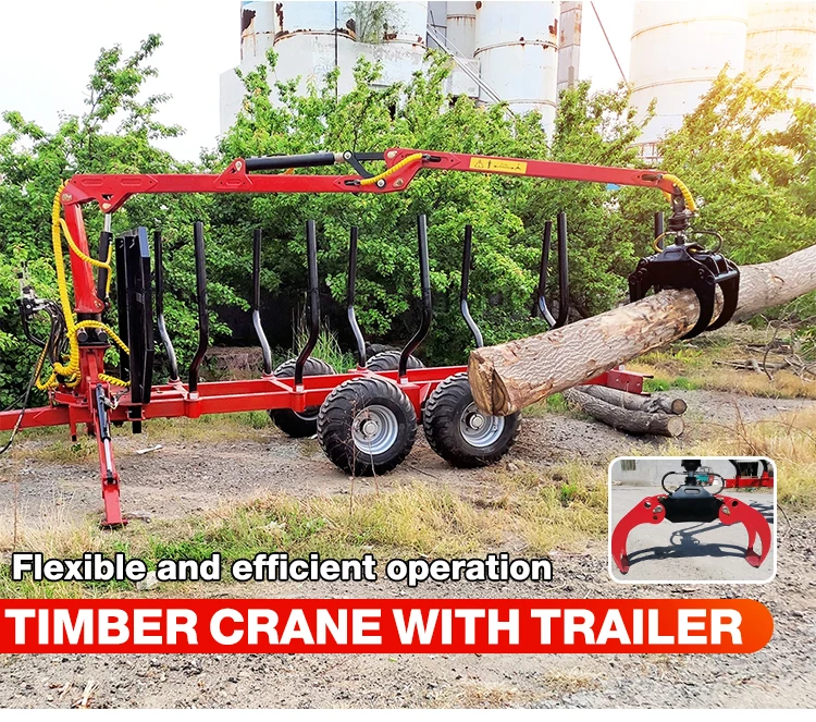 Cheap Farm Trailer PTO Hydraulic Timber Loading Log Trailer Self ...