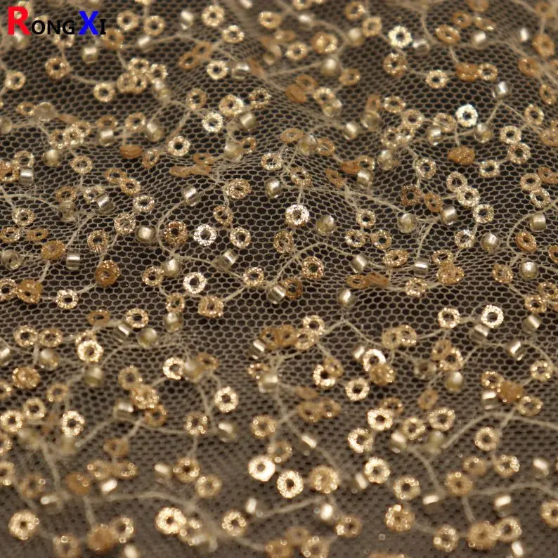 
Новая ткань RXF1695 с вышивкой из бисера и блестками с сертификатом CE 