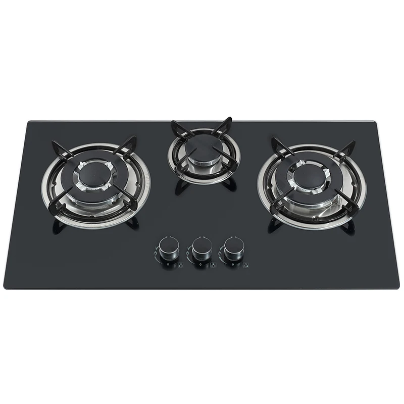 Tempered Glass Builtin 3 Burner Gas Stove Black Stove Burner Cooktop