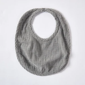 Wholesale Baby Solid Burp Cloth Soft Cotton Infant Neck Scarf Button Natural Dye Teething Bib for Drooling Babies Plant Dye Baby