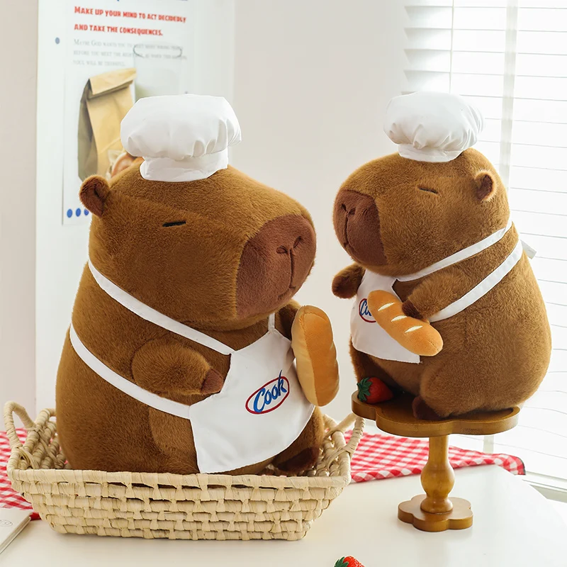 Chef Capybara Plush Toy in Various Sizes Gift Selection Fabric Soft Children's Companion Doll