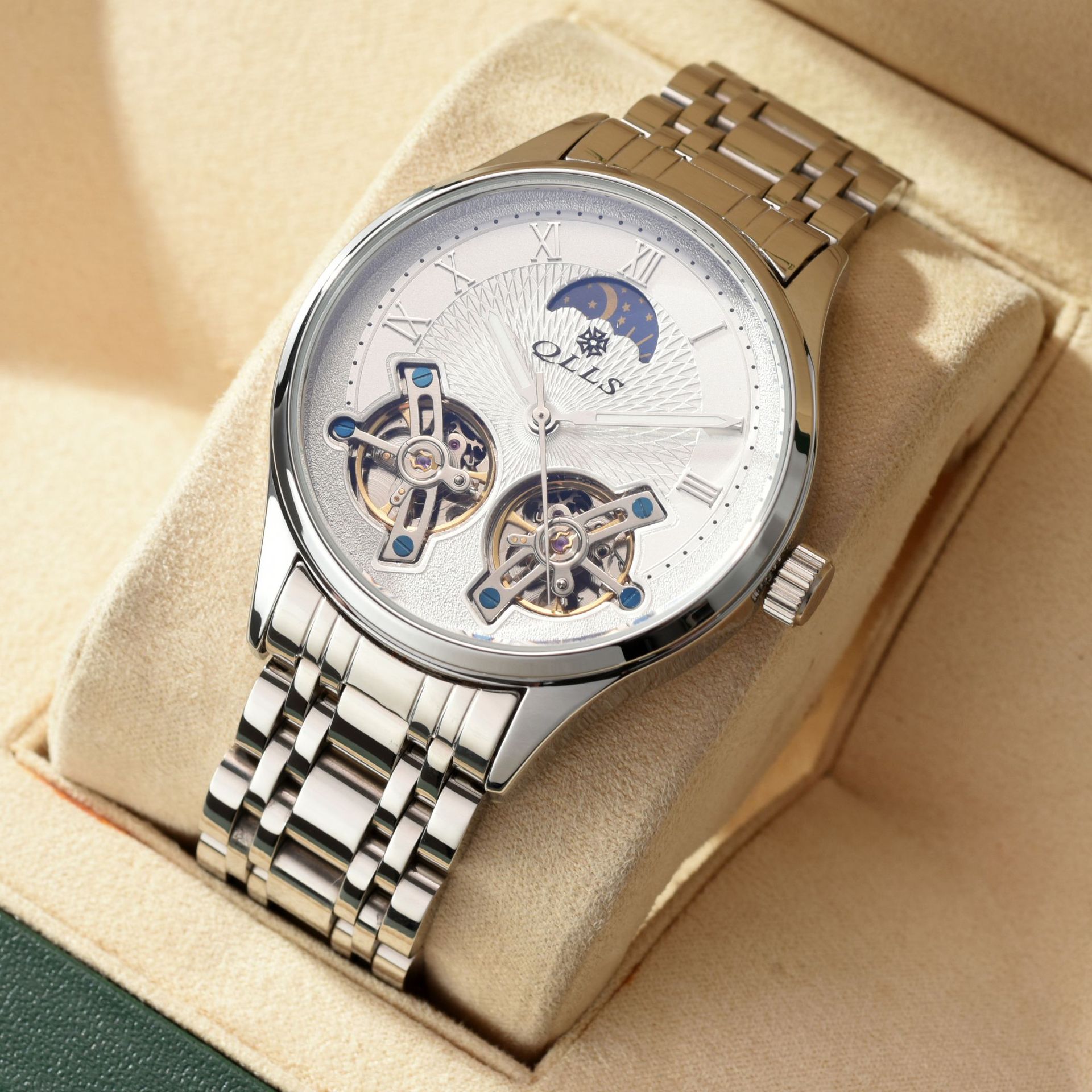 QLLS 8093 Men's Watch - Genuine Goods with Double Tourbillon