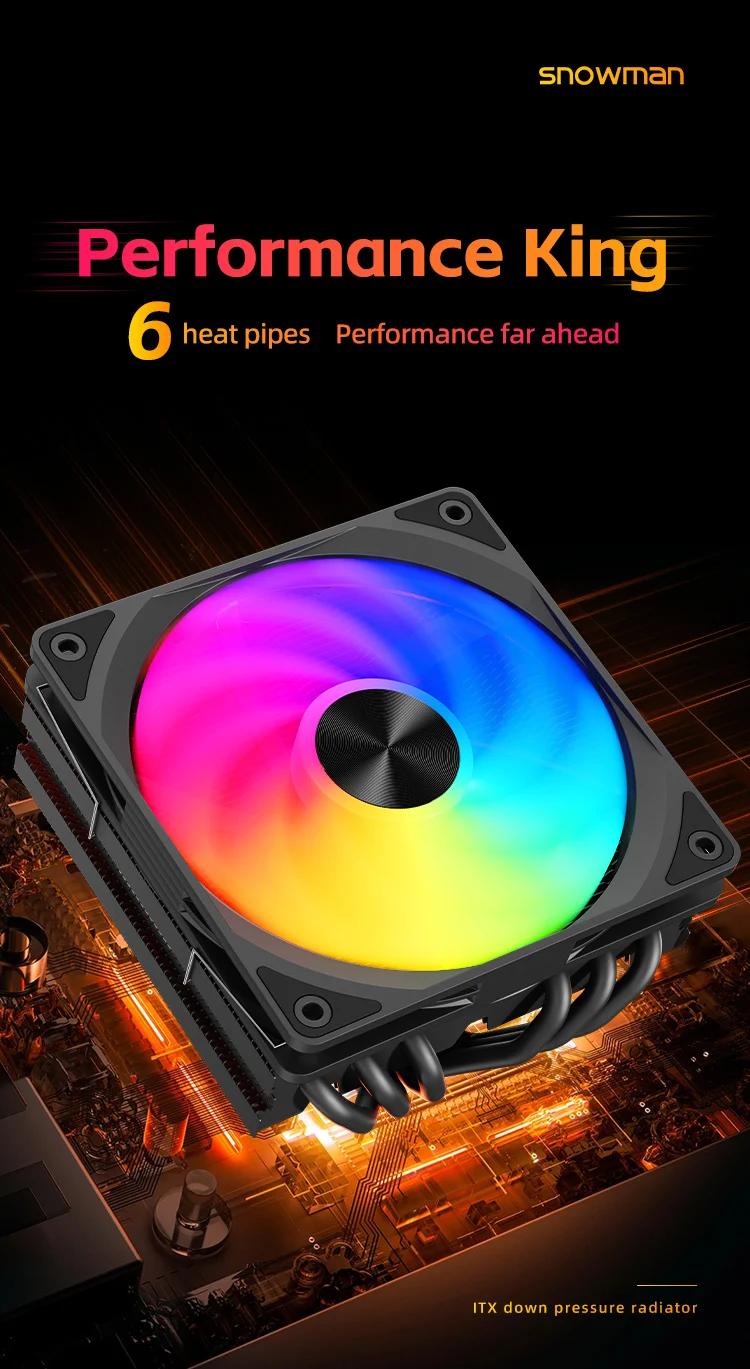 Heat Pipe Cpu Fan, SNOWMAN, PWM, FRGB - detail 10