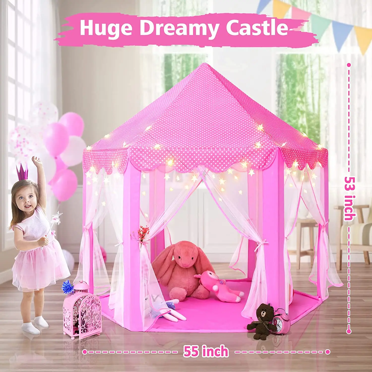 Princess Tent Girls Large Playhouse Kids Castle Play Tent With Star
