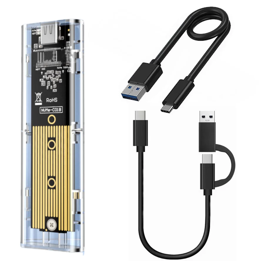 M.2 NVME PCIe NGFFSATAデュアルプロトコルSSDケースクリアUSB
