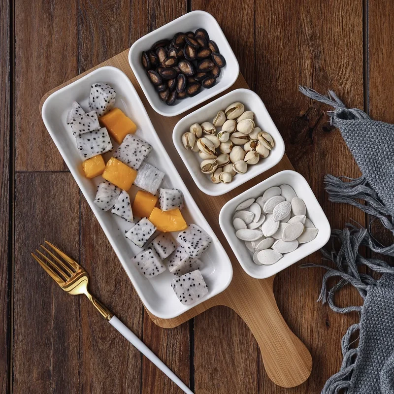 Ceramic Plate Fruit Plate Salad Bowl Wooden Tray Japanese Tableware Kitchen Cooking Tools Home Baking supplier