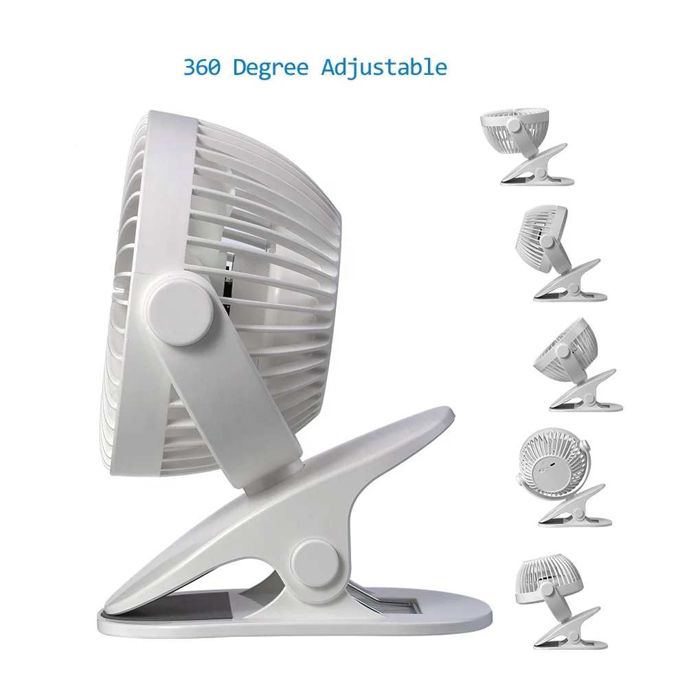 Small Rechargeable Battery Fans 360 Degree Oscillating Electric Fan USB Charger Portable Clip on Desk Mini Fan