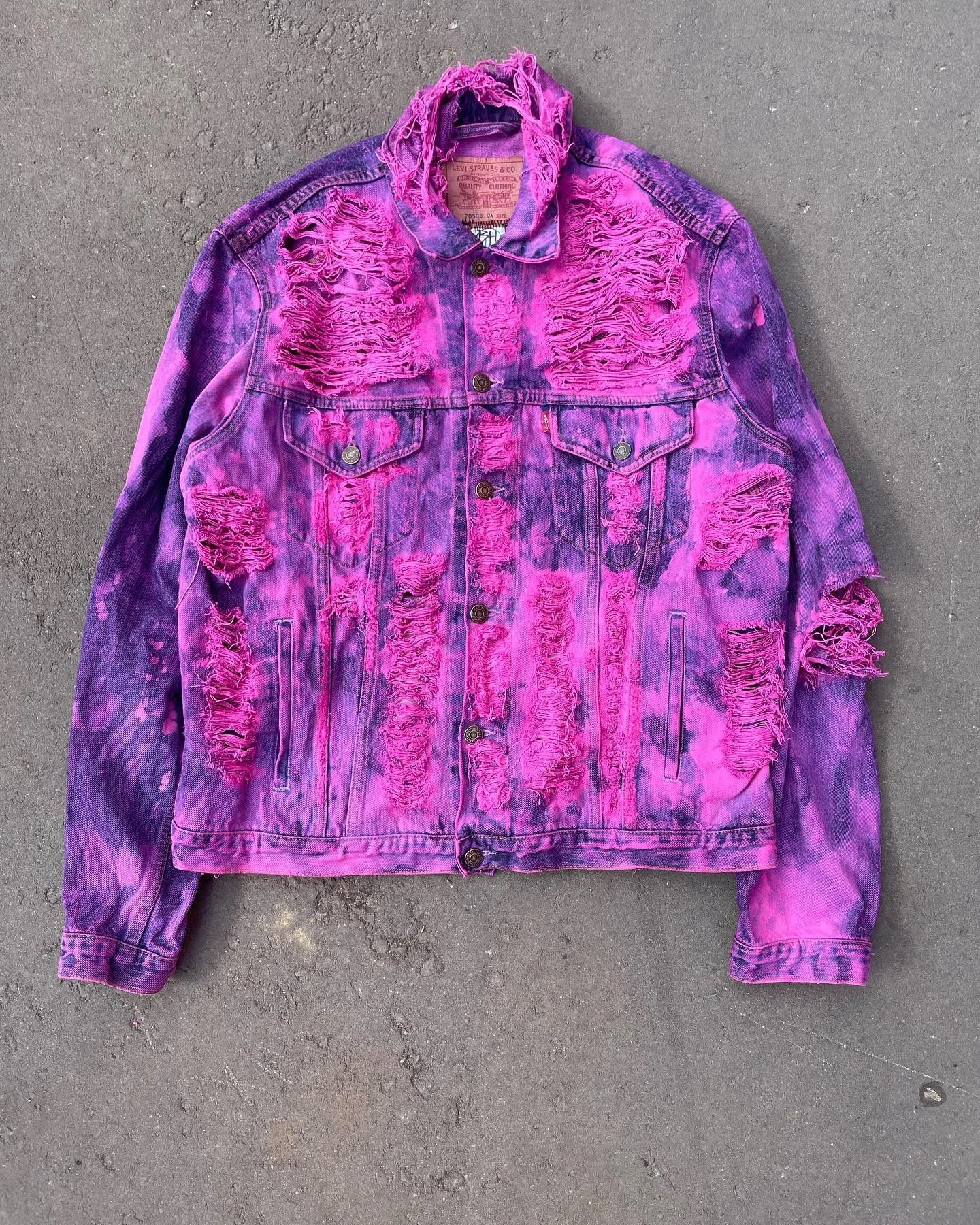 Salati Custom Designer Streetwear Hip Hop Man Zip up Tie Dye Destroyed Wash Oversized Vintage Jeans Denim Jacket Men Jackets gallery 7