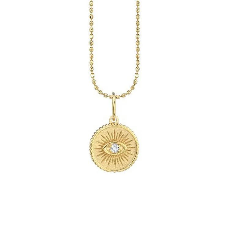 Evil Eye Double Coin Necklace- Gold