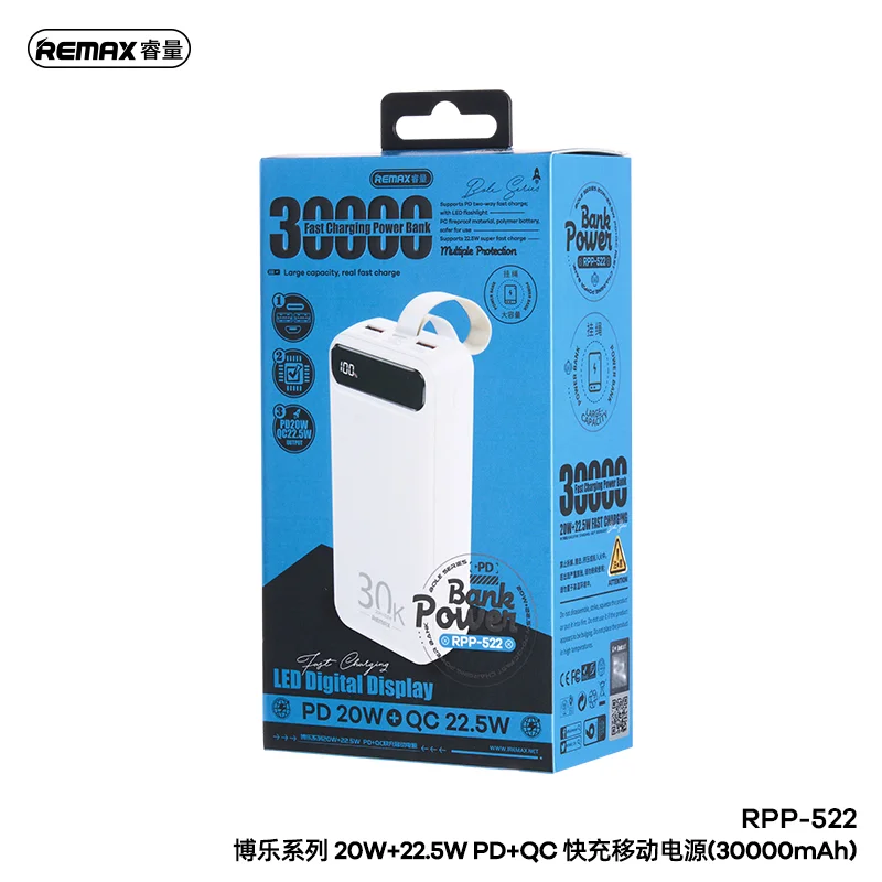 Remax Rpp-522 20w+22.5w Pd+qc Powerbank 30000 Mah Portable Smart Multi ...