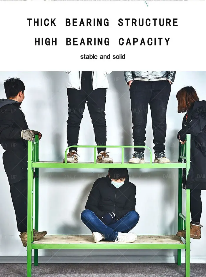 Dormitory Steel Frame Bunk Bed School Student Double Decker Bed With Ladder Stairs Guardrail For Kindergarten Bedroom