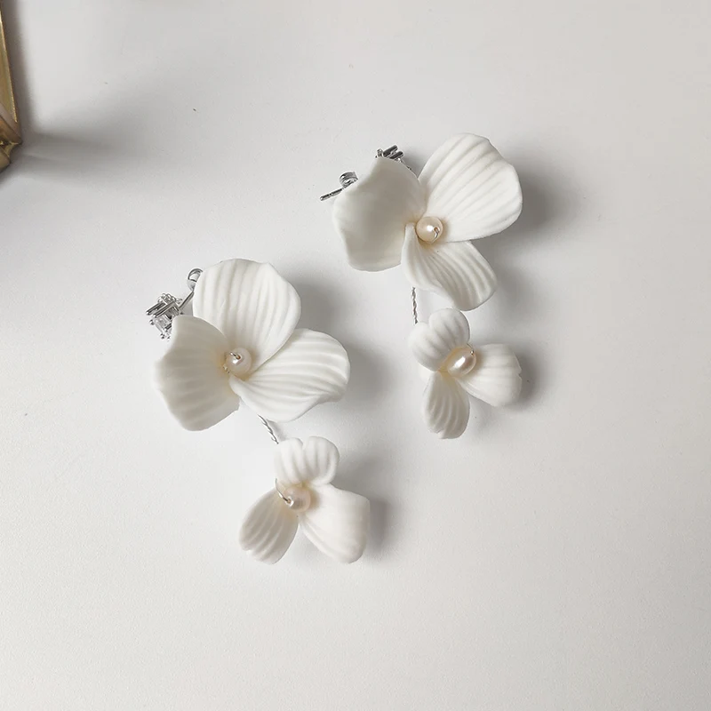Mixed Styles Handmade Ceramic Flower Bridal Earring Wedding Pearl Earrings Fashion Women aperçu 20