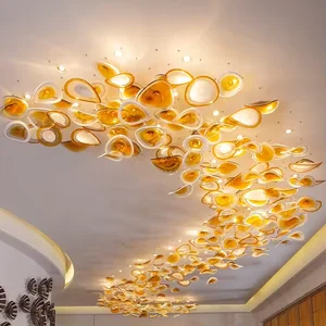 Wedding Decoration Chandelier Light Custom Luxury Designer Indoor Hotel Lobby Gold Ceiling Light