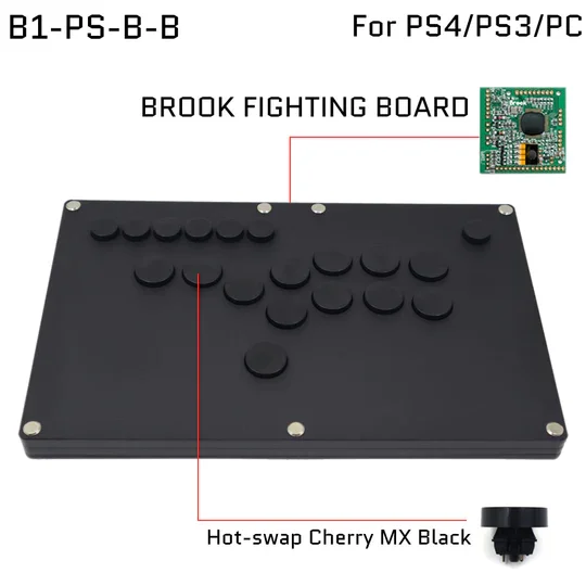 FIGHTBOX B1-B ARCADE GAME CONTROLLER FOR PC/PS/XBOX/SWITCH BLACK MATTE  ACRYLIC PANEL With Cherry Microswitch