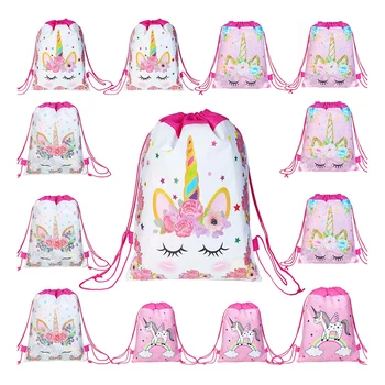 Unicorn Party Favors Bags Drawstring Gifts Backpack for Kids Party Decoration polyester drawstring Packaging bag