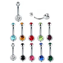 Fashion G23 pure titanium belly ring external thread double drill navel nail personality women's body accessories wholesale