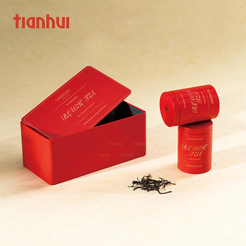 Tarros metálicos redondos mini Tianhui para envasado de té suelto, matcha y especias