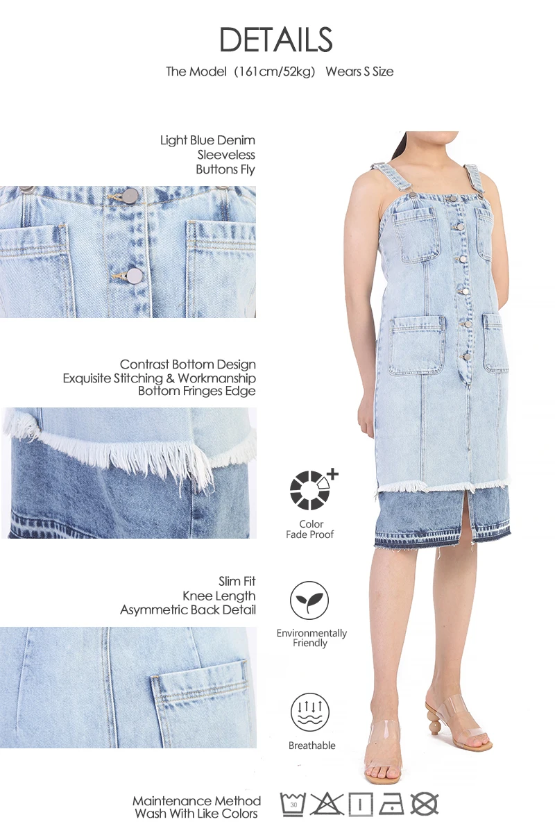 Denim Dress Ladies Oem Contrast Symmetric Design Strap Suspender Sexy Casual Custom Light Blue Women S Jeans Dress Denim Buy Women S Dresses Oem Service Good Quality Jeans Dresses Women Lady Sexy Denim Breathable Women S