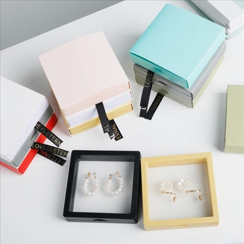 9*9*2cm 3D Floating Gemstone Jewelry Box Muti Color Suspension Frame Pe Film Case Ring Box Display