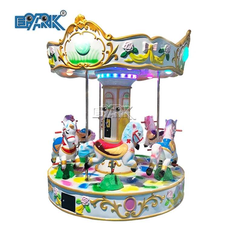 Coin Operated Carousel Small Fairground Merry Go Round Kids 6 Seats Carousel Horse for Children