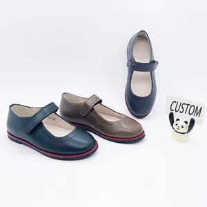 Classical Mary Jane Flats Shoes Unique Design Cow Leather Shoes for Children