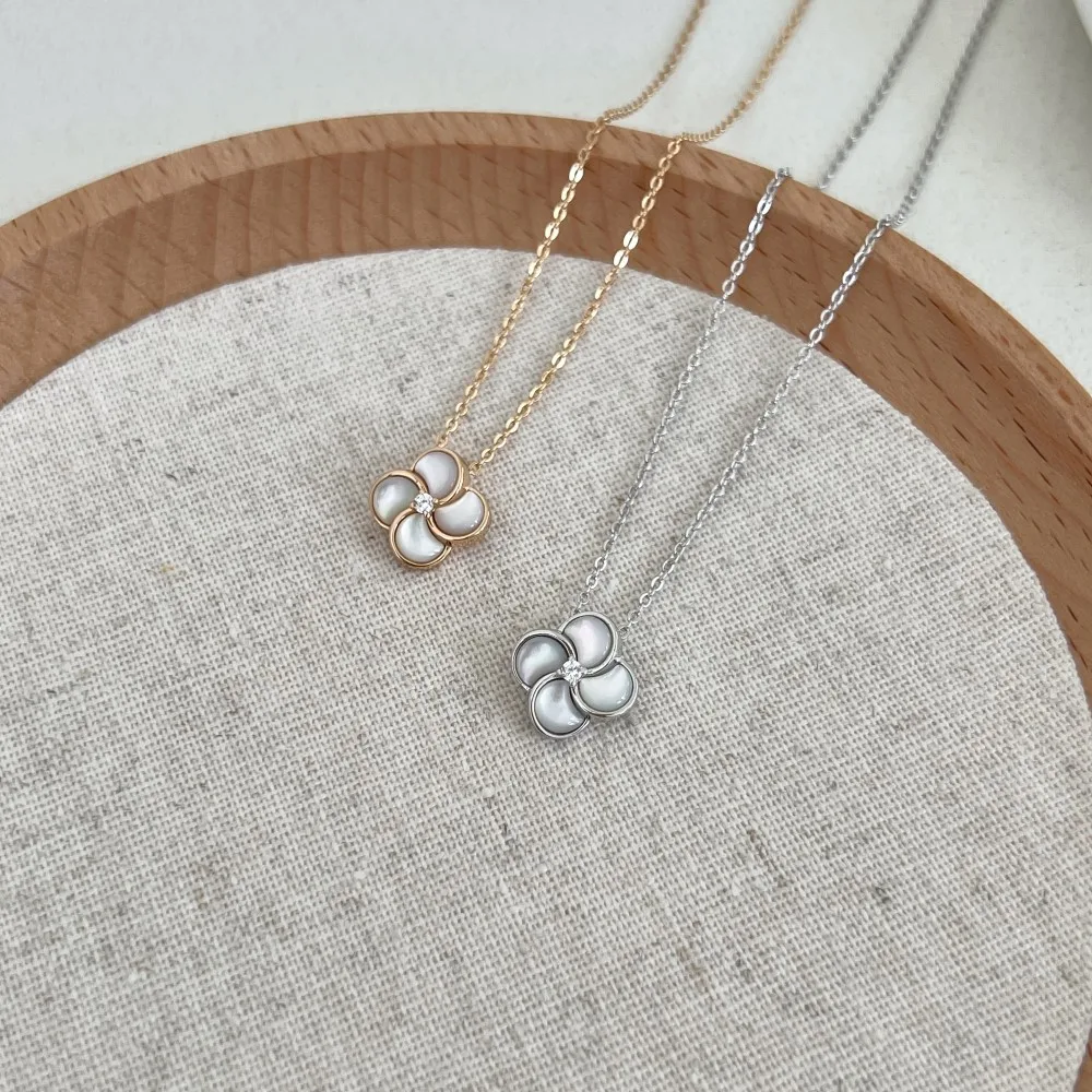 KAKODIY rhodium champagne gold-plated clover necklace four-leaf clover necklace flower lucky pendant exquisite jewelry gift detail 8