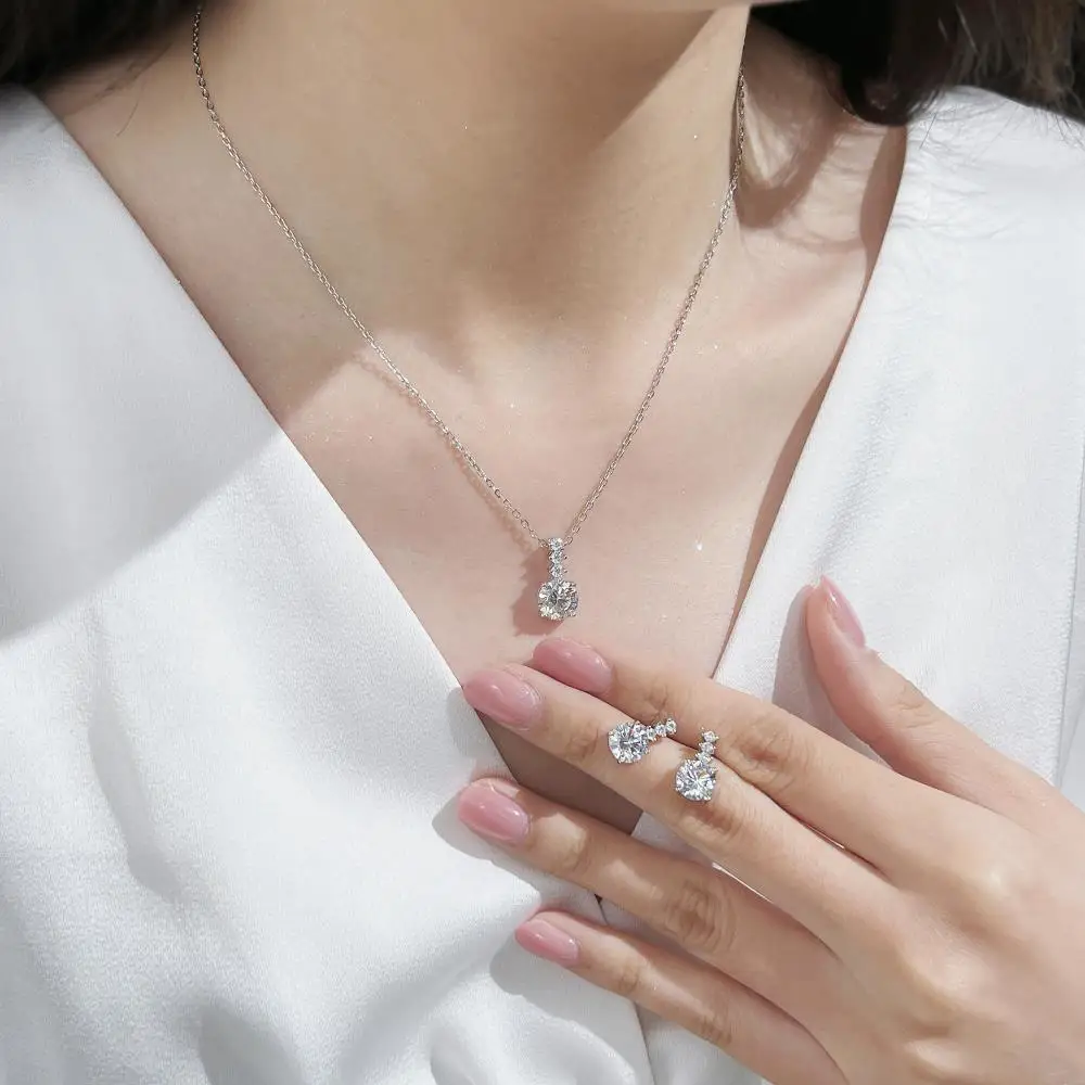 KAKODIY Fine Jewelry Round Zircon Pendant Earrings Fashion 925 Sterling Silver Anti Discoloration Women's Earrings detail 4