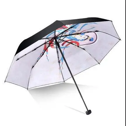 DD1210  Ancient Chinese Dunhuang Sun Umbrellas Men Women Thin Rain Parasol UV Protect Folding Umbrella