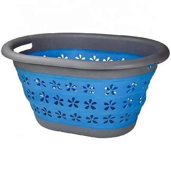 Collapsible Plastic Laundry Basket Large Folding Silicone Laundry ...