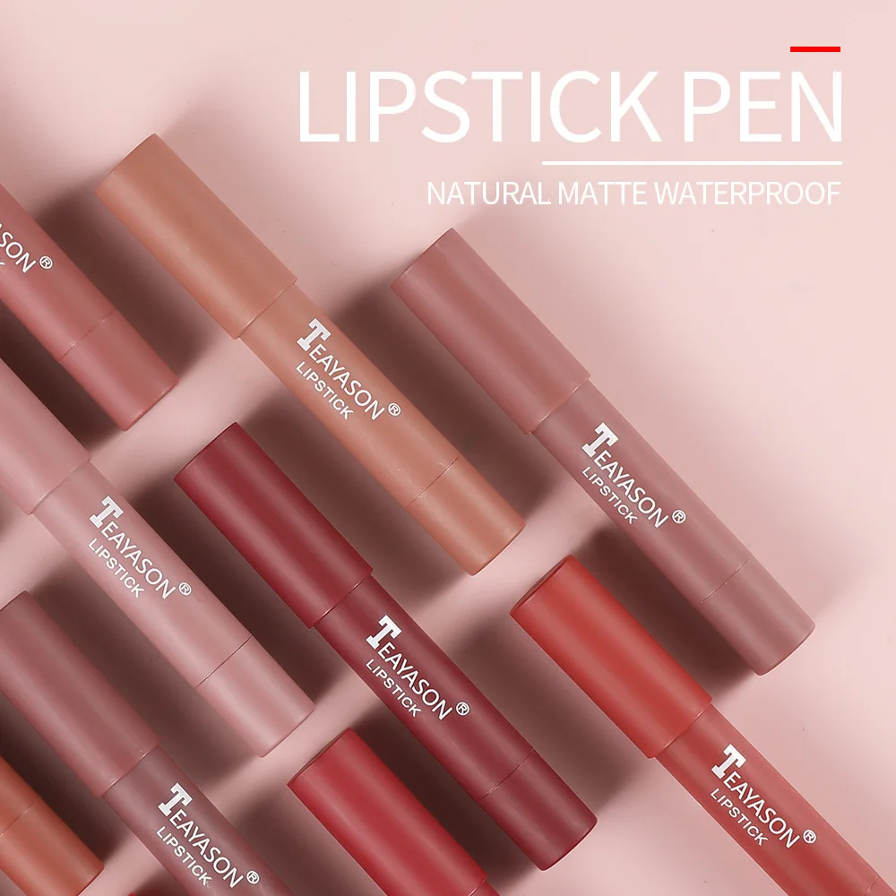 New Matte Makeup Lipstick Private Label Waterproof Nude Matte Lipstick Pen 12 Colors for Girls Lasting Moisturizing Lipstick