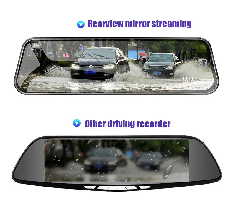 10 Inch Touch Screen Stream Media Car DVR Dash Cam Dual Lens Rear View ...