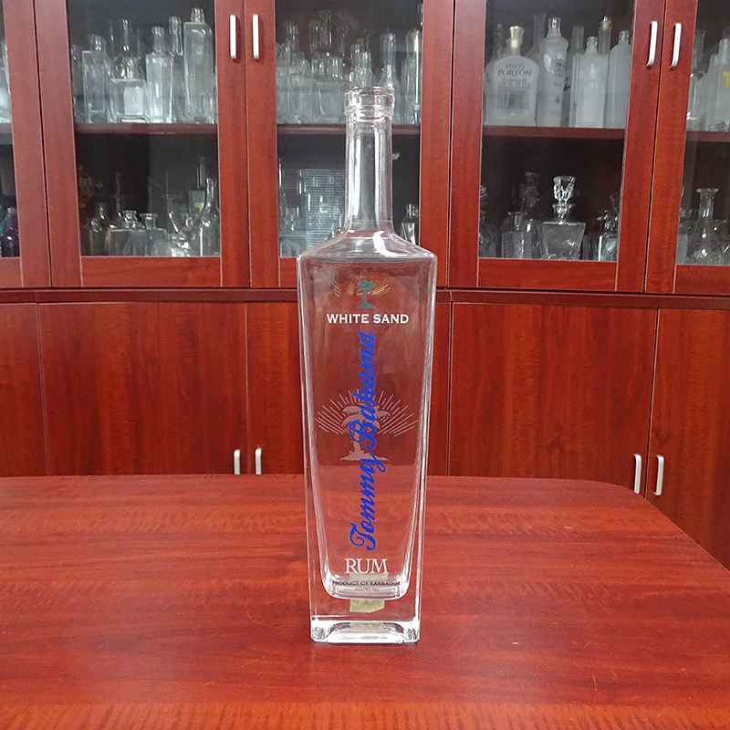 Blue Label square clear Rum Alcohol 750ml Glass Liquor Bottle