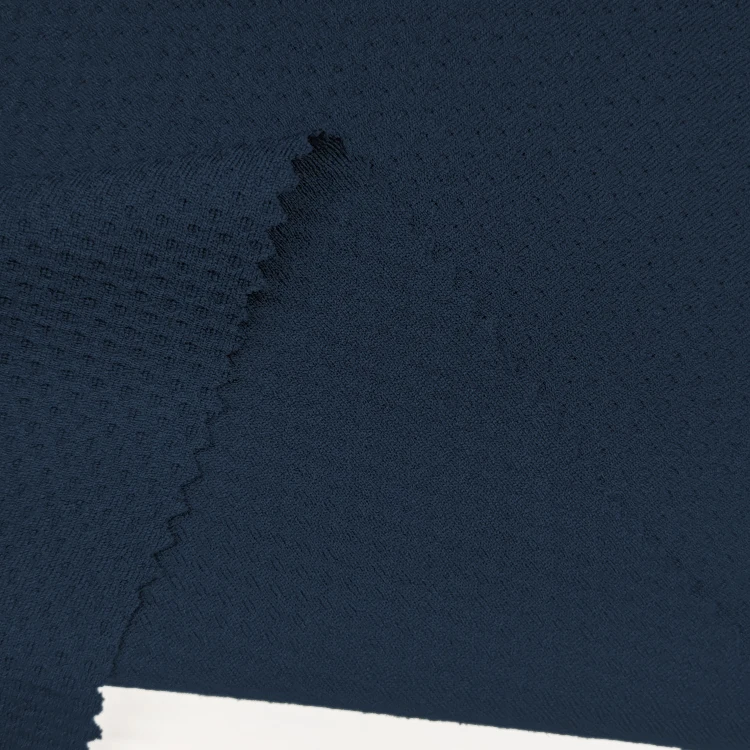 Solid Knitted Birds Eye Material Polyester Fabric , Breathable 100% Polyester Eyelet Fabric for Sportswear/ details