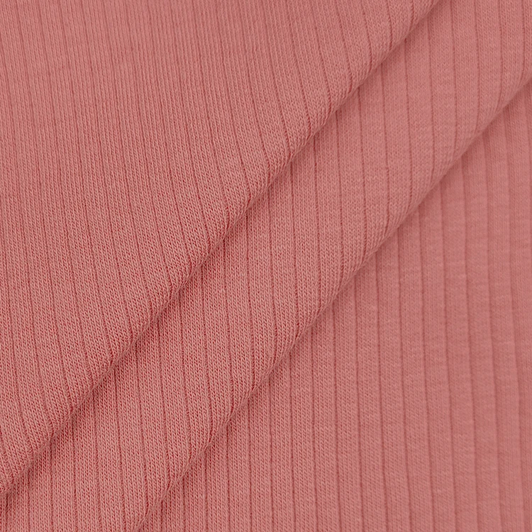 Soft Ribbed Stretchy Fabric Cotton Material, New Style Knit Cotton 5*2 Rib Fabric for Clothes/ factory