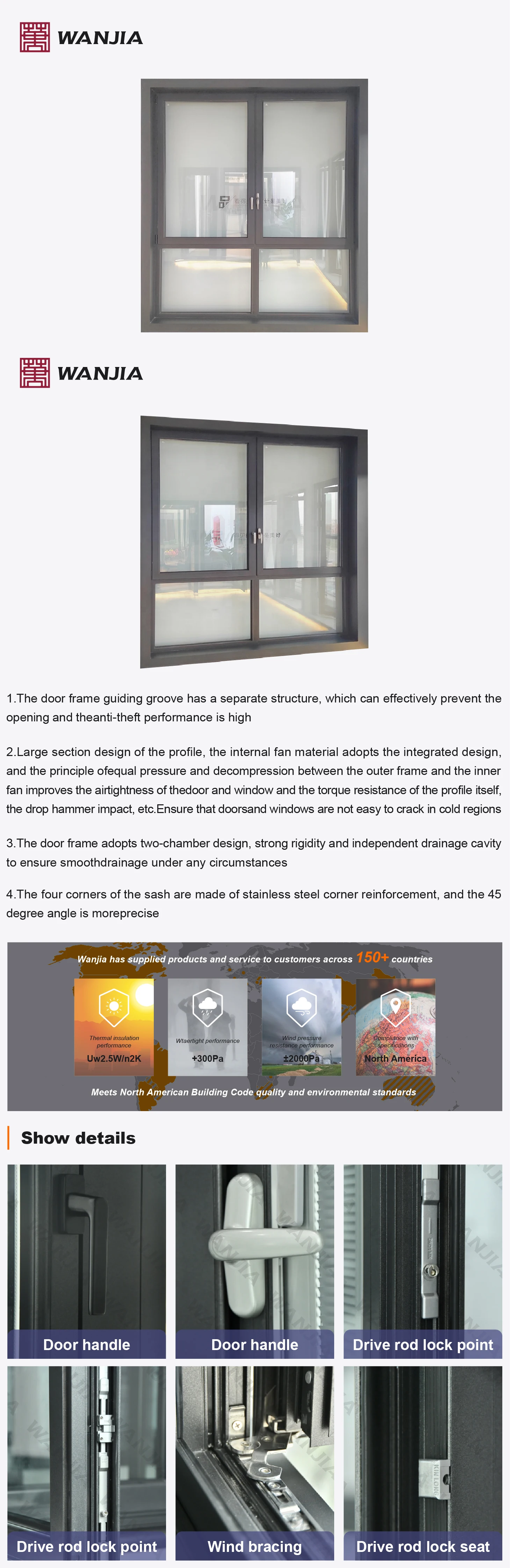 China Wholesale Window Manufacturers Grills Design 48 X 60 Window Casement Aluminum Windows
