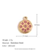 Round pendant with diamonds - gold - pink diamond