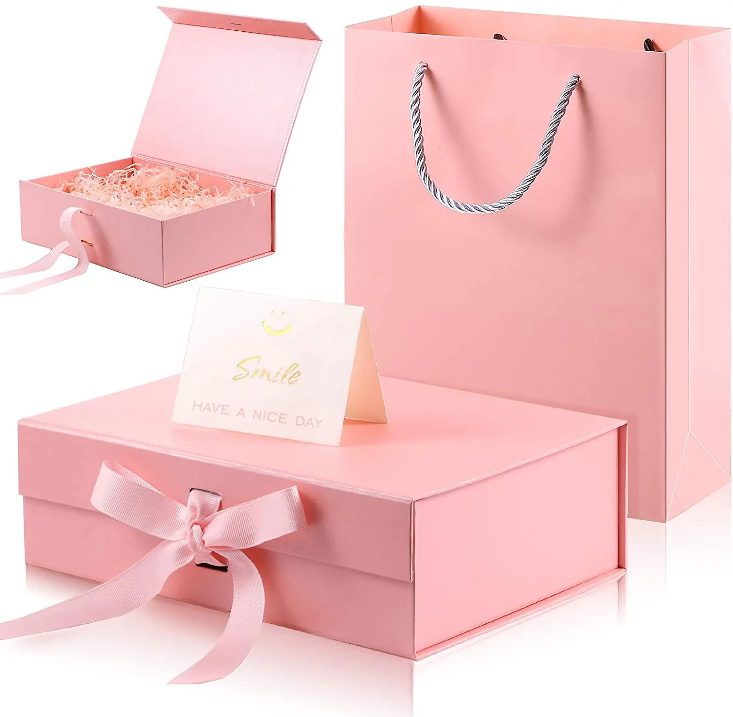 1pc Paper Packaging Bag, Modern Contrast Binding Bow Decor Packaging Bag  For Home