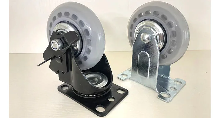 High elasticity 3 4 5 inch transparent pu polyurethane light duty caster wheels with brake manufacture