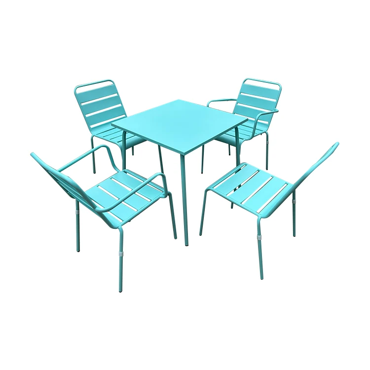 Outdoor 5pcs Steel Patio Furniture Metal Waterproof Modern Garden Table