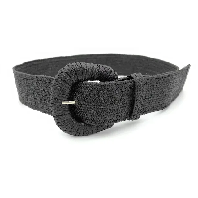 Wholesale  Women PP Straw Woven Elastic Stretch Waist Belts Vintage Knit Fashion Boho Braided Skinny For Ladies Dress Belt