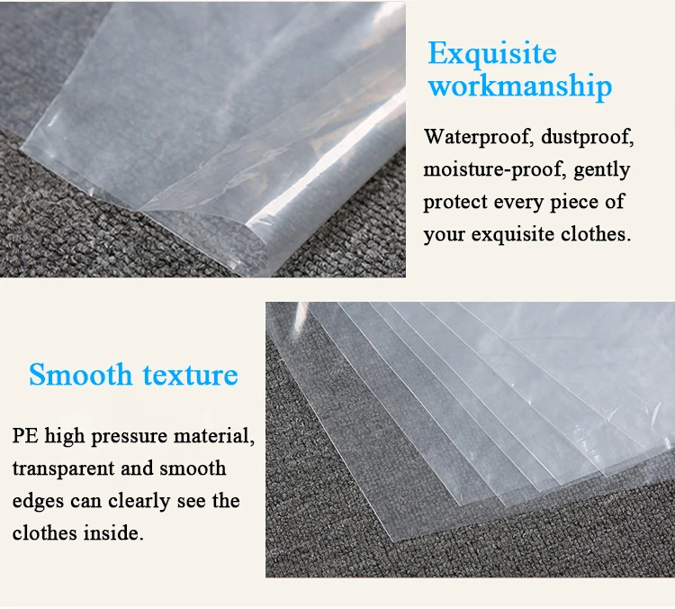 Customized Logo Recyclable Clothes Cover Laundry Dry Cleaning Clear