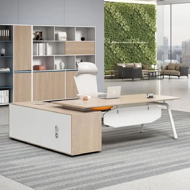 Corner Computer Desk Simple Modern Steel Wood Office Desk
