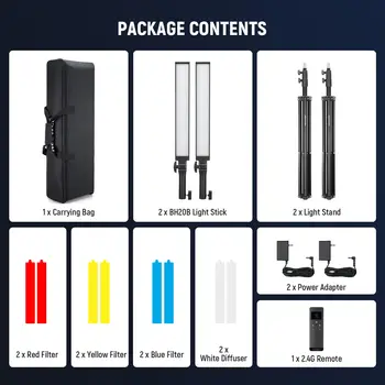 2 Pack Handheld Dimmable 3200K~5600K CRI97+ Video Lights with Stands NEEWER Upgraded LED Video Light Stick & 2.4G Remote Kit product image