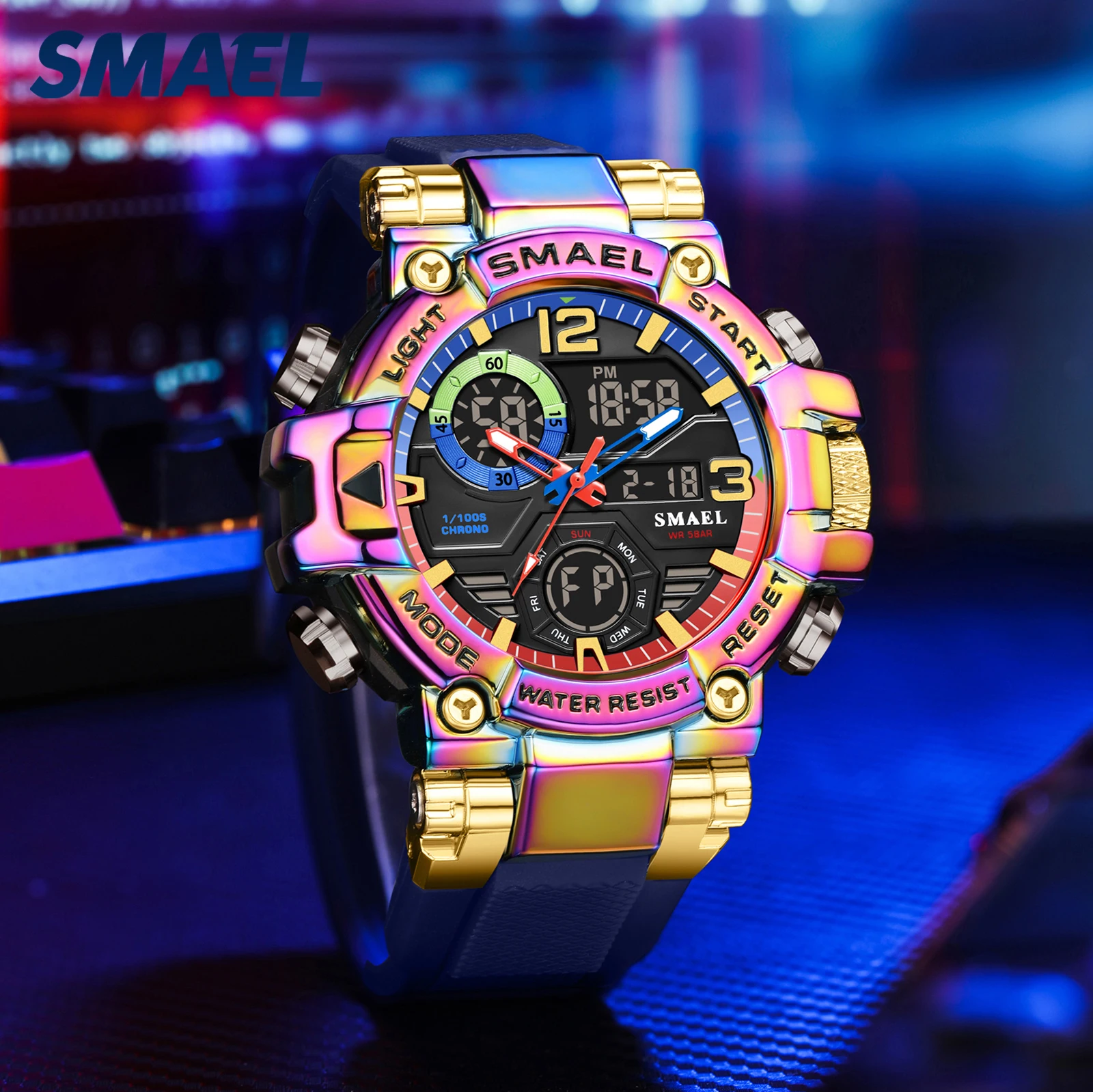 SMAEL 8110 メンズ防水デジタルウオッチ ジャストサイズ27cm バンド付き