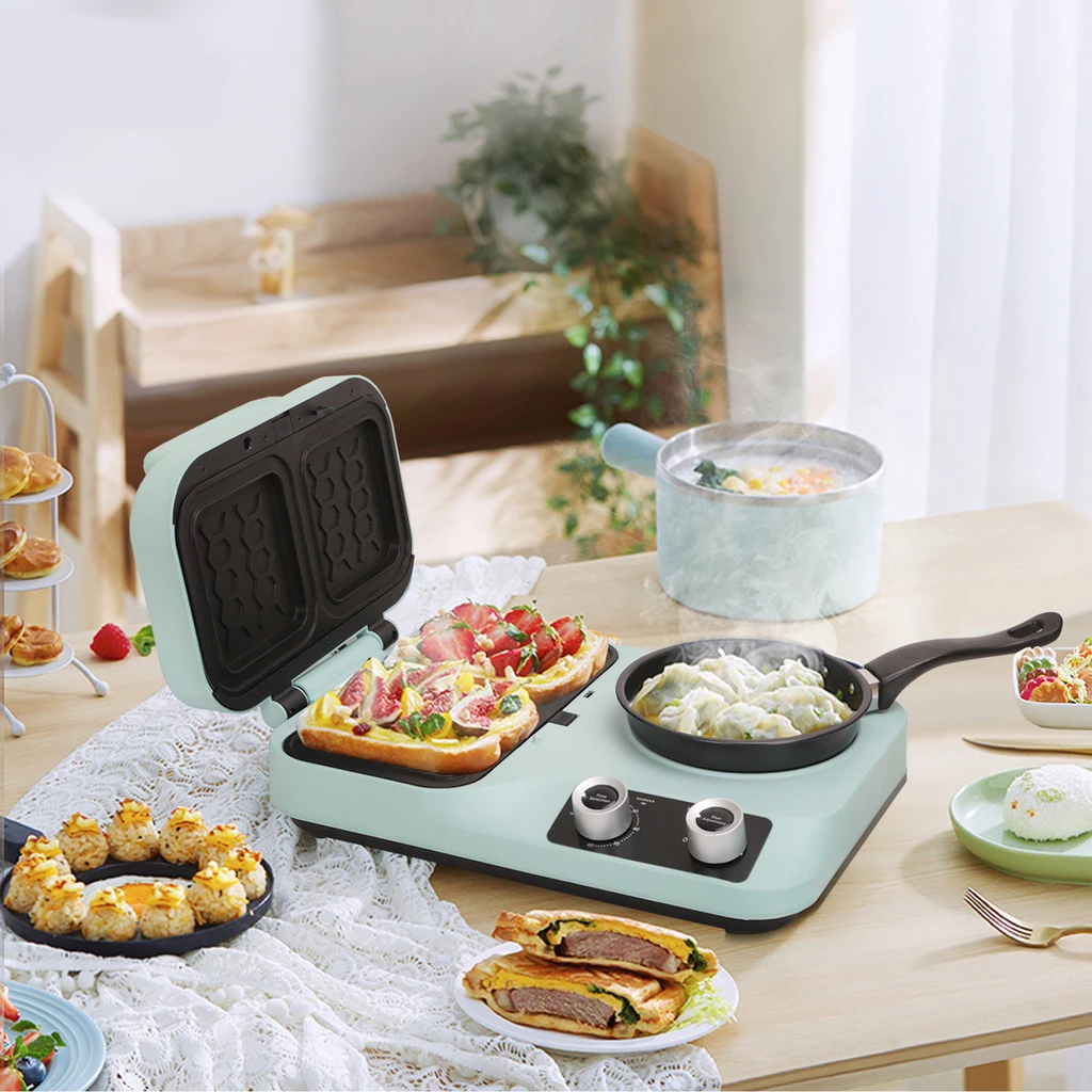 Retail 4 in 1 Breakfast Maker Detachable Sandwich Maker Automatic Toaster and Boiler