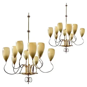 Hot Sale Modern 8 Bulb Pendant Lightings Small Size Glass Brass Bronze Hanging Lamps for Home Hotel Chandeliers Pendant Lights