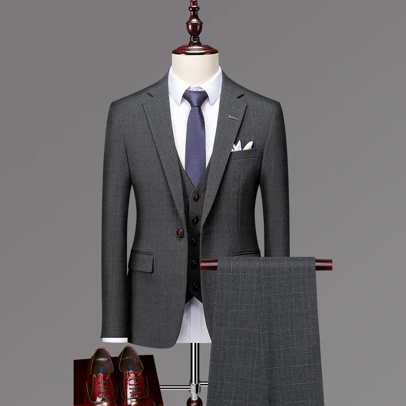 96031 High Quality Spring Design Men Suits 3 Pieces Wedding Suit Slim Fit Blazer Pant Vest Suits Sets