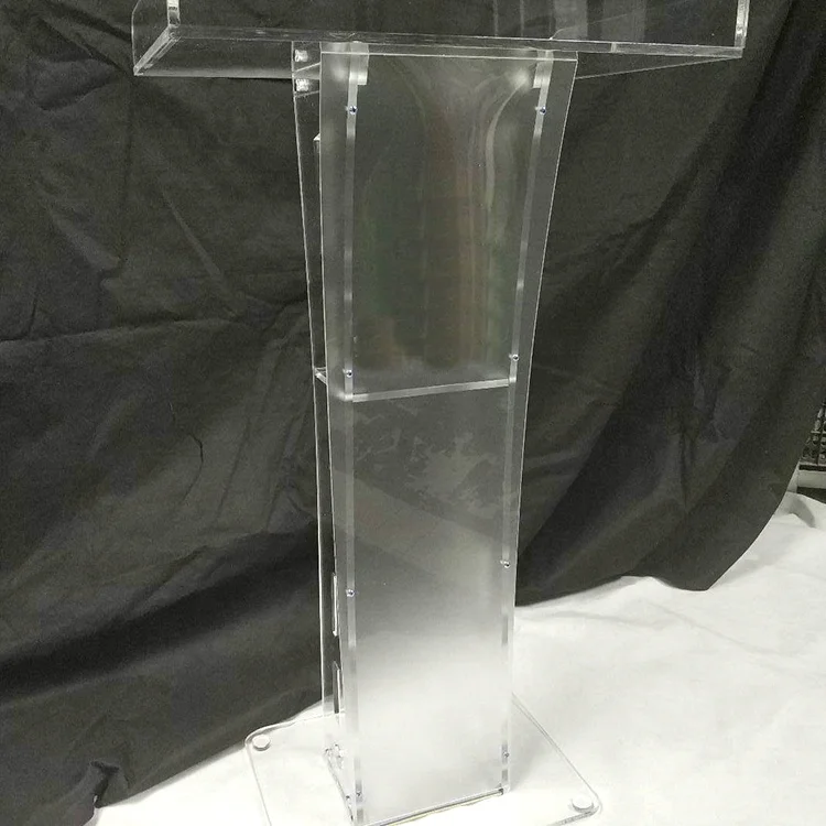 Transparent LED Lighting Acrylic School Lectern Acrylic Platform Podium Church Pulpit