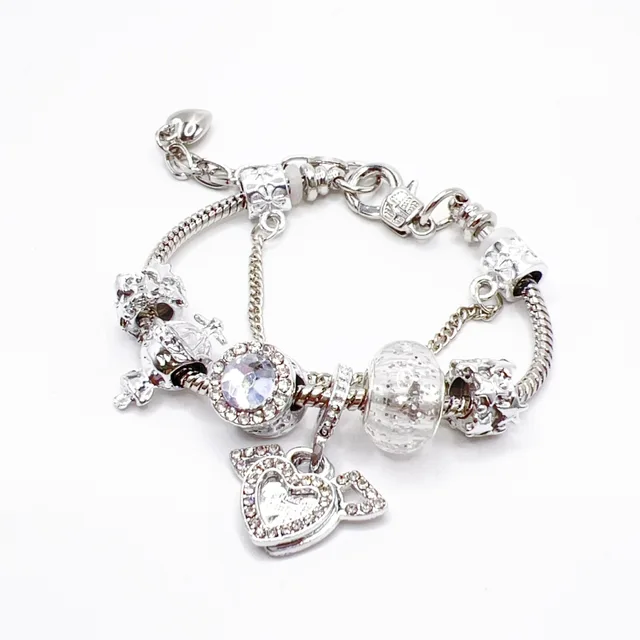 High quality silver plated crystal angel heart wing charm bracelet adjustable heart pendant bracelet for women girls